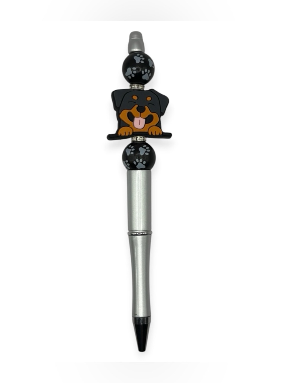 Rottweiler/Dog Theme Beaded Pen in Silver